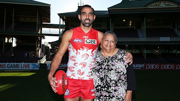 Adam Goodes with his mum Lisa Sansbury.