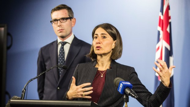 NSW Premier Gladys Berejiklian and Treasurer Dominic Perrottet announcing  that Hastings and First State have won the right to run LPI.