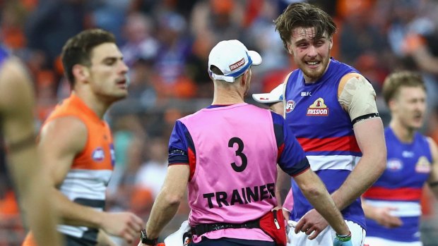 Jordan Roughead was forced out of the game after being hit by a ball at close range.