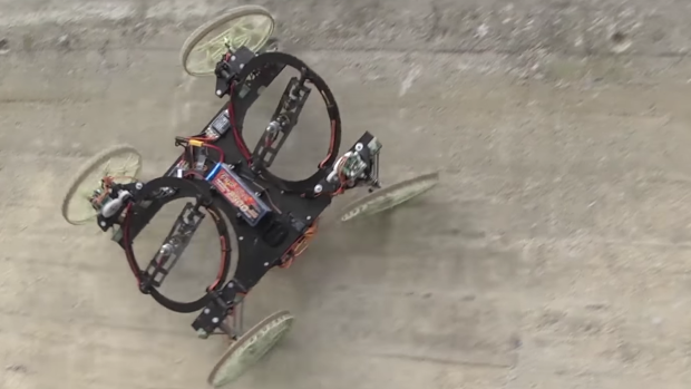 The VertiGo drone car clings to a wall during a demonstration video.