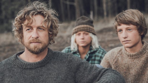 Simon Baker (left) and the cast of the film Breath, based on the Tim Winton book. 