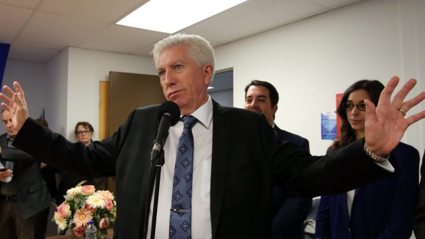 Bloc Quebecois Leader Gilles Duceppe speaks with supporters during a campaign stop in Gatineau, Quebec, on Friday.