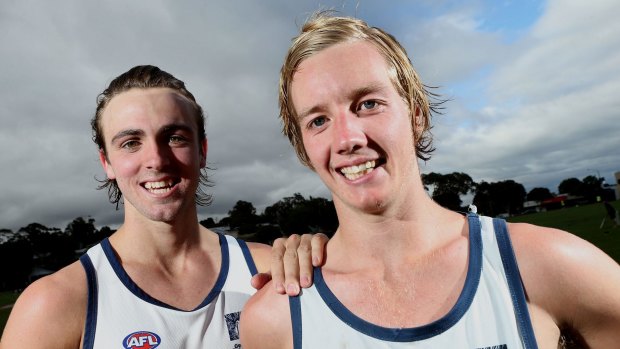 Geelong Falcons footballers and AFL draft prospects  Rhys Mathieson and Darcy Parish.