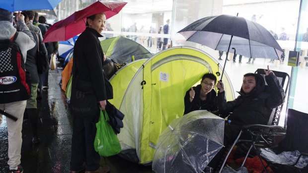Excitement builds: punters in line for the new iPhone.
