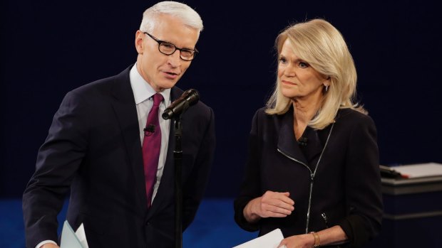 In the ring: The moderators of the second presidential debate, Anderson Cooper of CNN, and Martha Raddatz of ABC News.