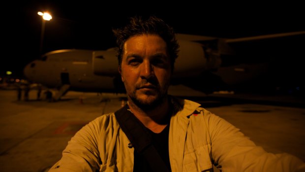 Sydney documentary maker Nick Brunninghausen shortly before being evacuated from Nepal to Bangkok on a RAAF C-17 Globemaster aircraft. 