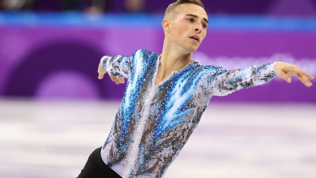American Adam Rippon performs in the team figure skating competition. 