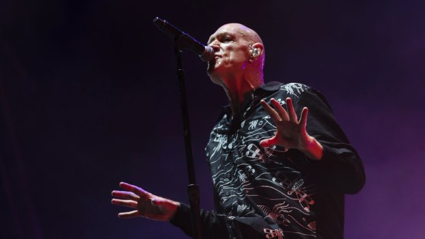 Turn the Mahler down: Peter Garrett with Midnight Oil at The Domain on Saturday night.