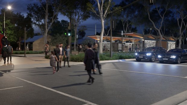 An artists' impression of the future light rail stop at Dickson.