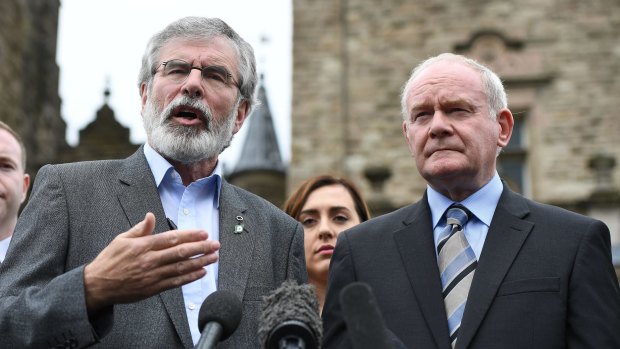 Martin McGuinness, right, and Sinn Fein president Gerry Adams after the Brexit vote in June, 2015, which Sinn Fein opposed.