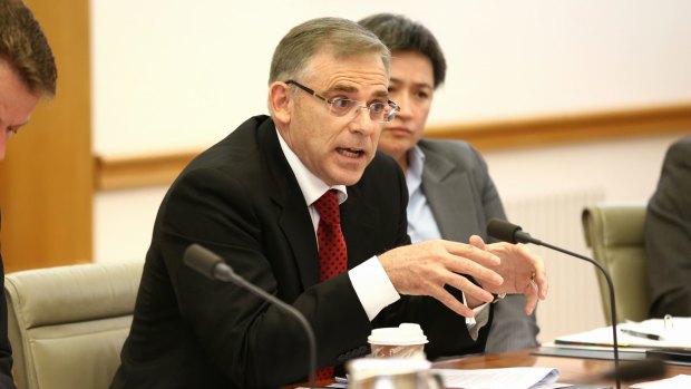 Labor MP Anthony Byrne puts a question to Inspector-General of Intelligence and Security during a committee hearing. 