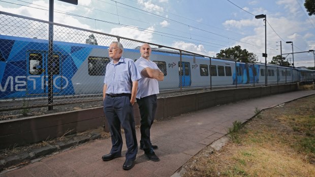 Northcote residents  Harry Blutstein and Nick Karamouzis say 24-hour public transport gives them sleepless nights. 