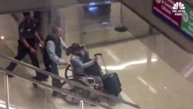 Marilou Danley, girlfriend of the Las Vegas gunman, arrived at Los Angeles International Airport.