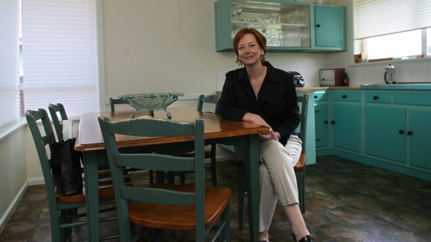 The 2005 picture of Julia Gillard which, with its empty fruit bowl, was used by critics to portray her as a single career woman bereft of personal connections. Liberal senator Bill Heffernan later questioned her fitness for leadership on the grounds that she was 'deliberately barren'.