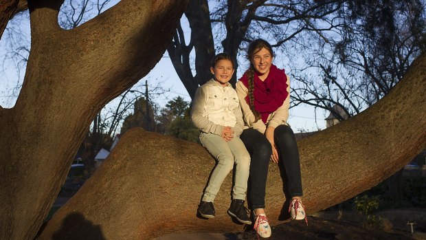  Brydie (9) and Jemima Taylor (13) at Bowral in the NSW Southern Highlands.