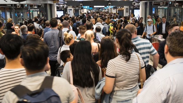 Town Hall Station suffered serious levels of overcrowding during the evening peak on Tuesday.  