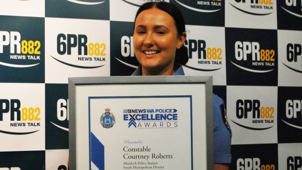 Constable Courtney Roberts with her award last year.