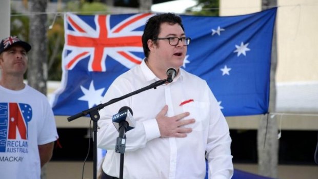 MP George Christensen addresses a Reclaim Australia rally in Mackay, Queensland.