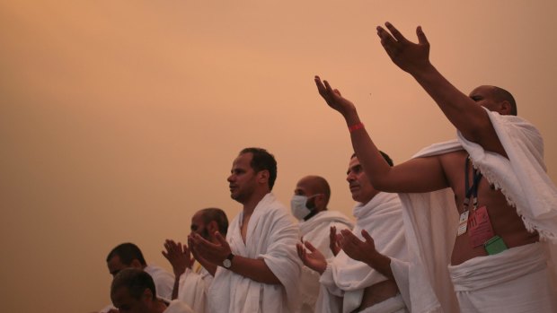 Saudi Arabia practices an ultra-orthodox form of Islam. Muslim pilgrims pray during the Haj in Mecca.