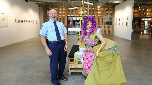 Superintendent Tony Crandell with Baroness Loquacious Fish in Sydney on Friday.
