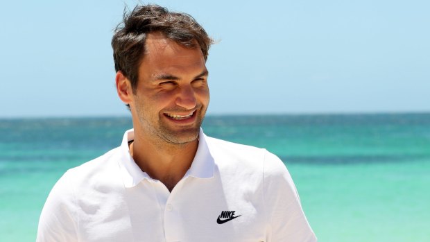 Roger Federer poses for photographs on Rottnest Island.