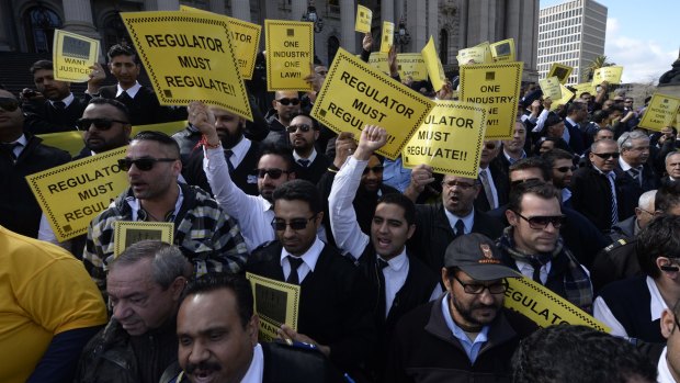 Taxi drivers striking in Melbourne. 