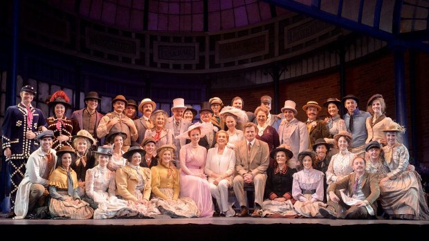 Julie Andrews pictured with the cast of My Fair Lady at QPAC.