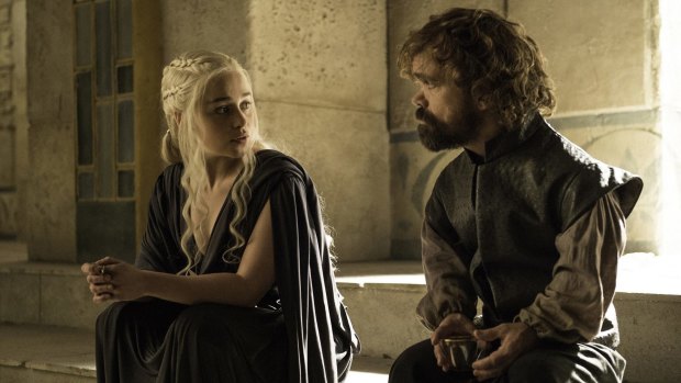 Daenerys (Emilia Clarke) talks about being single again with Tyrion Lannister.
