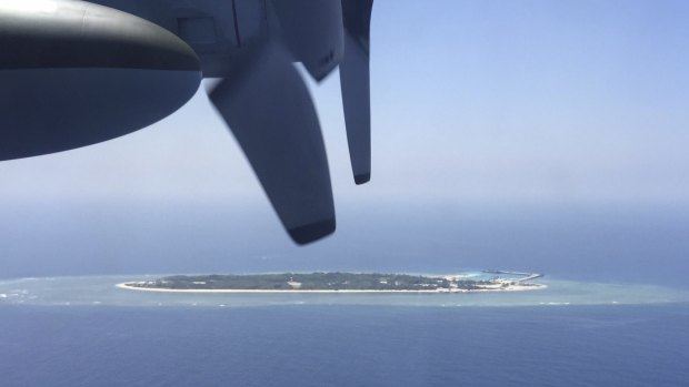 An aerial view of a Taiwan-controlled island in the South China Sea.