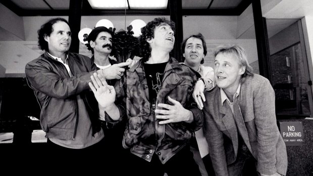 The Easybeats at a press conference at the Sebel Townhouse before embarking on a reunion tour of Australia in 1986.