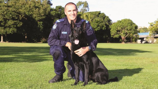 Police Dog Ox with handler Senior Constable Ben Miles.