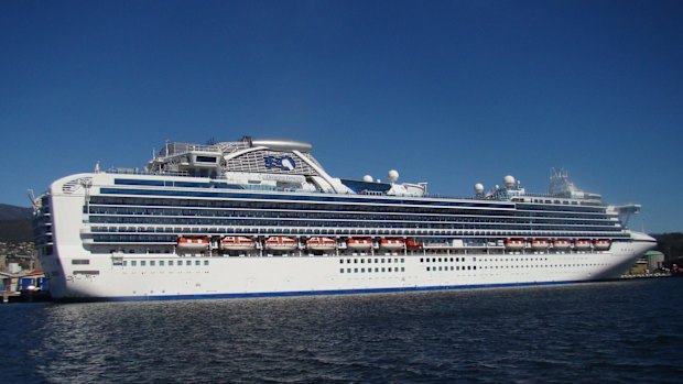 Diamond Princess at Macquarie Wharf in Sullivans Cove, Hobart.