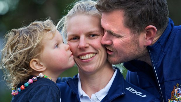 Sarah Tait in 2012 with husband Bill and daughter Leila.