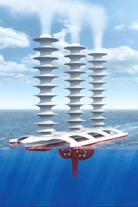 A drawing of marine cloud whitening technology.