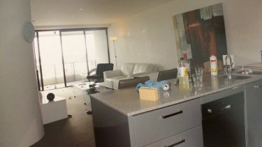 The inside of the Gable Tostee apartments as shown in his Brisbane Supreme Court trial over the death of Warriena Wright.