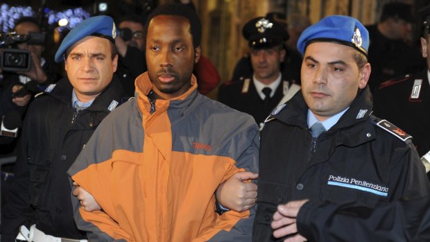 Rudy Guede, the drifter from the Ivory Coast who is now the only person jailed in connection with Kercher's murder in 2007.