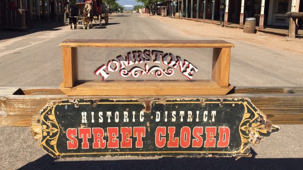 Tombstone, Arizona, where an actor staging a historical gunfight in the Old West town was shot with a live round during a show that was supposed to use blanks. 