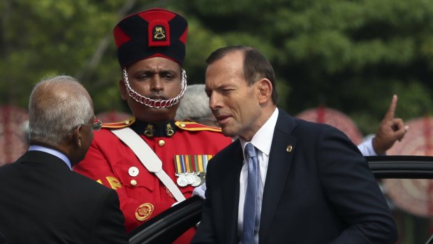 Tony Abbott at the last CHOGM meeting in November 2013 in Sri Lanka.