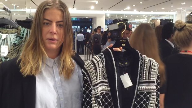 Elizabeth Cave, H&M's Australian public relations manager with the jacket that Kendall Jenner made famous.