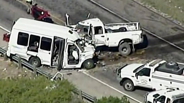 The deadly crash involving a van carrying church members and a pickup truck in Texas.