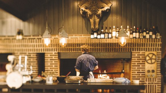 Osteria Tedesca's kitchen hearth.