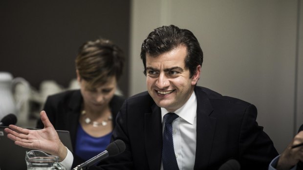 Not happy, Sam: Senator Sam Dastyari asks the tough questions. 