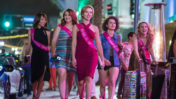 Party time: Zoe Kravitz, Jillian Bell, Scarlett Johansson, Illana Glazer and Kate McKinnon in <i>Rough Night</i>.