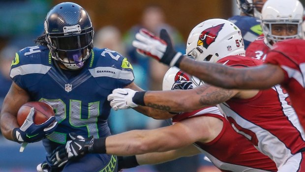 Actions speak louder than words: Running back Marshawn Lynch for the Seahawks against the Cardinals.