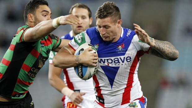 Keen to avoid the spoon: Knights forward Tariq Sims doesn't want the NRL's least-liked title bestowed upon his team.