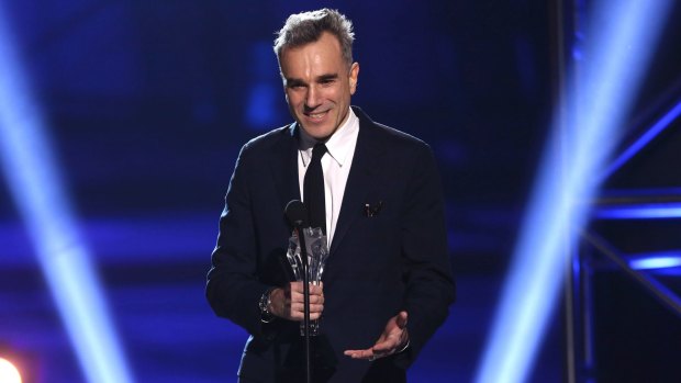 Daniel Day-Lewis accepting the award for best actor for Lincoln at the 18th Annual Critics' Choice Movie Awards  in 2013.