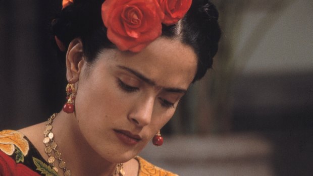 Hayek as Mexican artist Frida Kahlo in the 2002 film Frida, which was nominated for six Oscars, including best actress for Hayek.