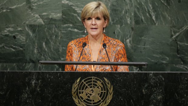 Foreign Affairs Minister Julie Bishop speaks during the 70th session of the United Nations General Assembly at UN headquarters in September.