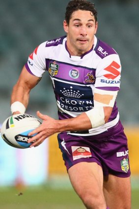 Billy Slater of Melbourne Storm, which is sponsored by Crown.   