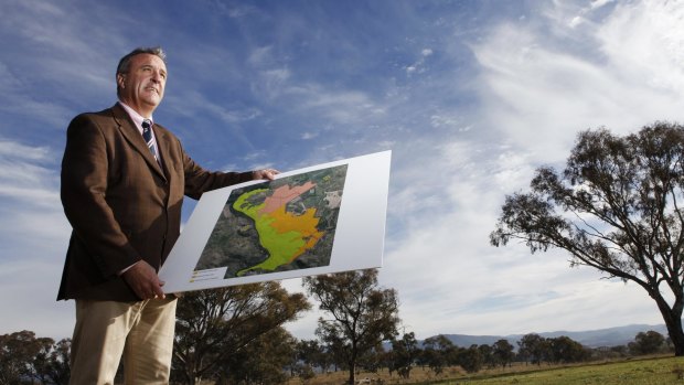 Riverview Group's David Maxwell at the announcement of the new cross-border West Belconnen suburb in 2013.